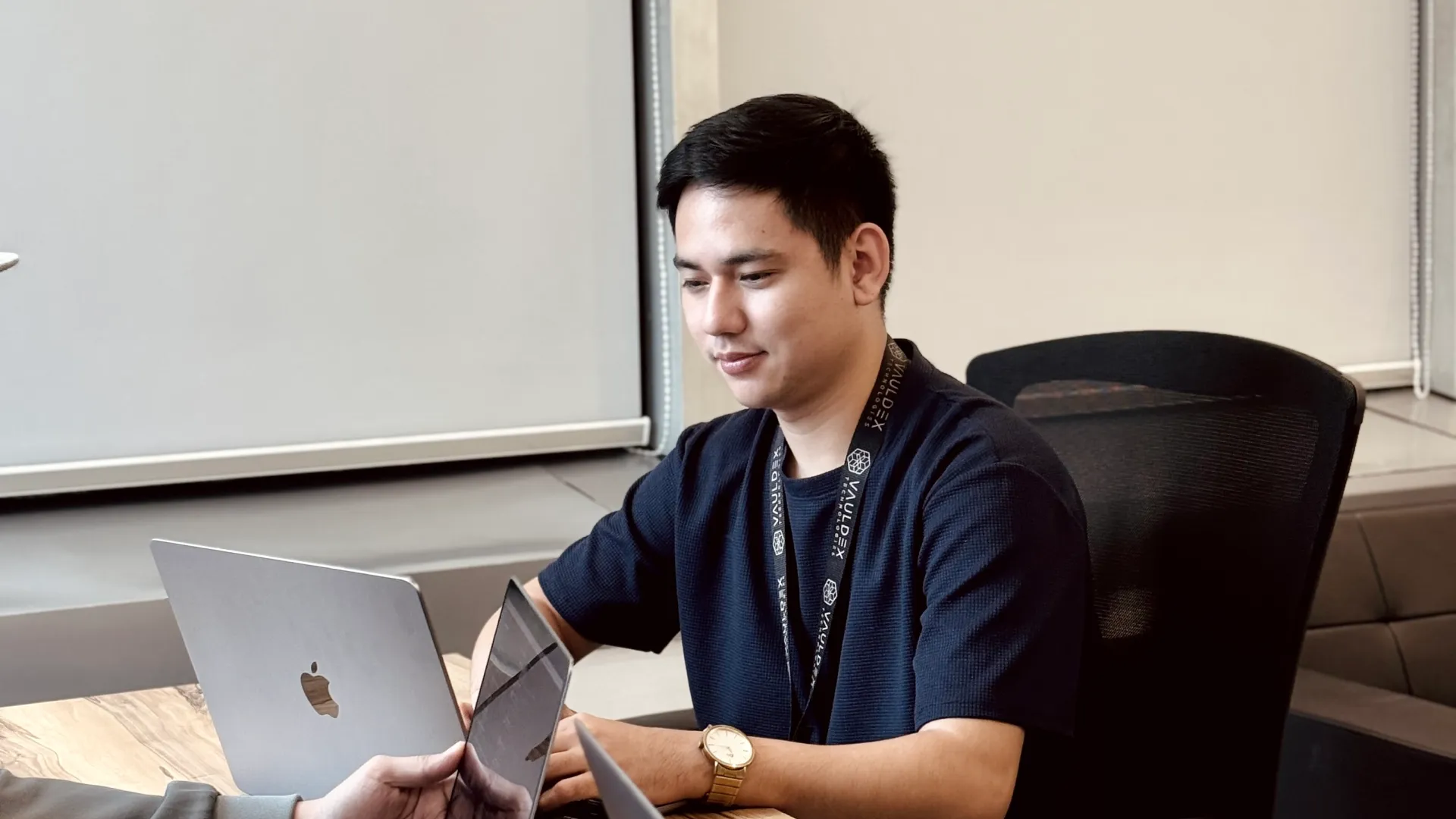 Carlos is working on the desk